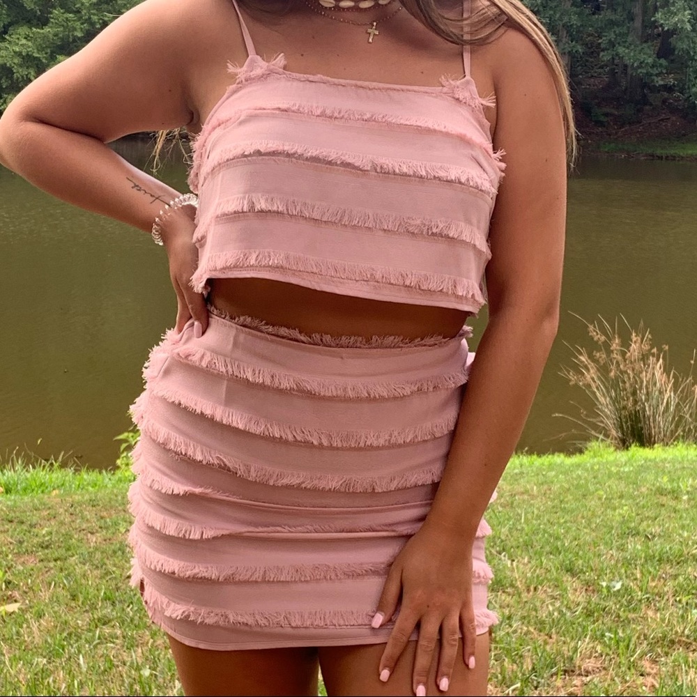 These Three Pink Skirt Set